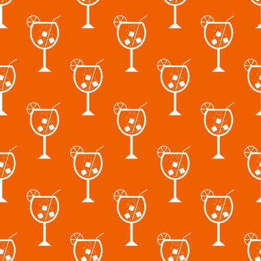 Cocktail seamless pattern. Icons of alcohol drink with cocktail straw and slice lemon. Cocktail party background. Modern design for print on wrapping paper, wallpaper, packaging. Vector illustration
