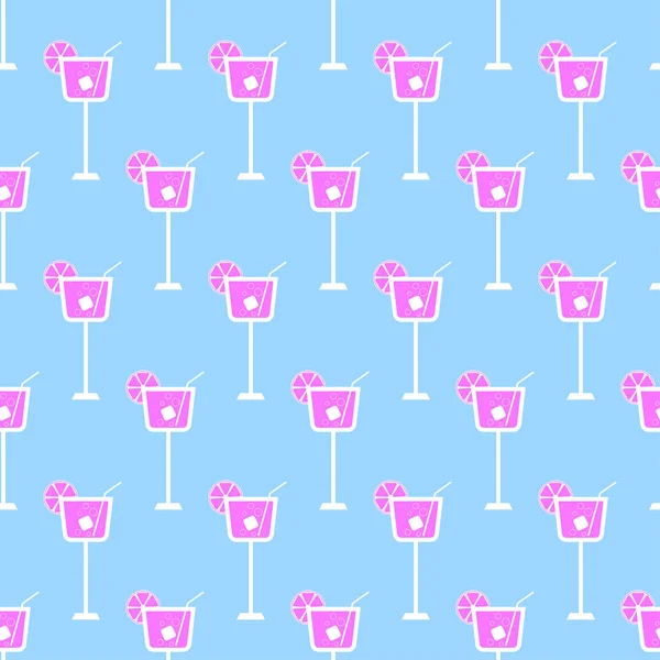 Cocktail Seamless Pattern Icons Alcohol Drink Cocktail Straw Slice Lemon — Image vectorielle