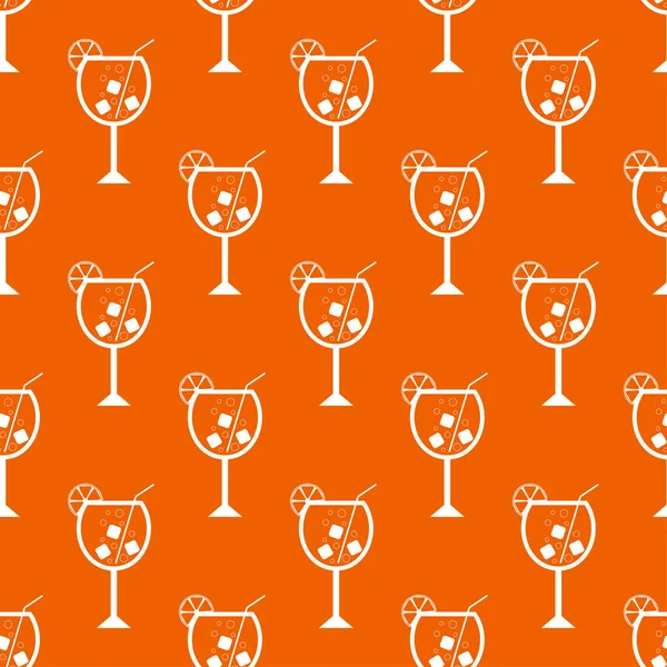 Cocktail Seamless Pattern Icons Alcohol Drink Cocktail Straw Slice Lemon — Stockvektor