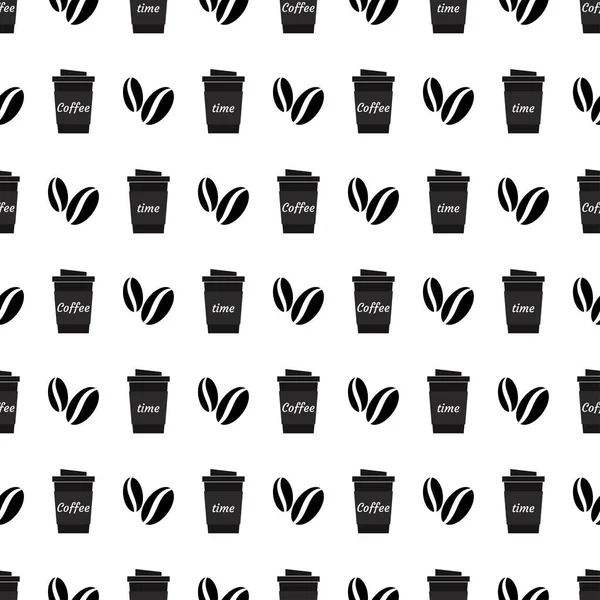 Coffee Cup Seamless Pattern Coffee Background Coffee Beans Cup Concept — Vetor de Stock