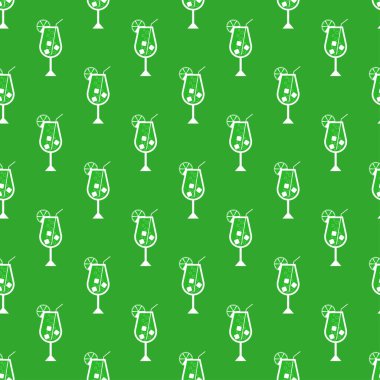 Cocktail seamless pattern. Icons of alcohol drink with cocktail straw and slice lemon. Cocktail party background. Modern design for print on wrapping paper, wallpaper, packaging. Vector illustration