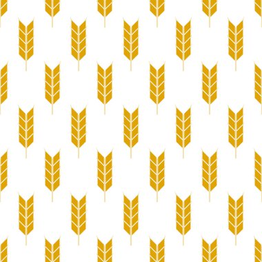 Buğday desenli bir kulak. Buğday hasadı. Şablon organik buğday, ekmek tarımı ve doğal yemek. Kumaş, ambalaj kağıdı ve ambalaj için tasarım. Vektör illüstrasyonu