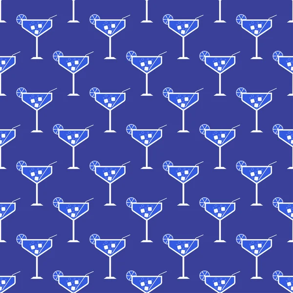 Cocktail Seamless Pattern Icons Alcohol Drink Cocktail Straw Slice Lemon — Stockvektor