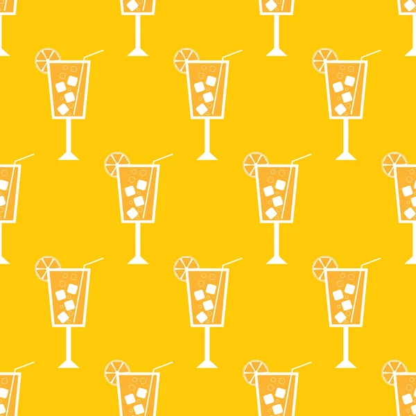 Cocktail Seamless Pattern Icons Alcohol Drink Cocktail Straw Slice Lemon —  Vetores de Stock