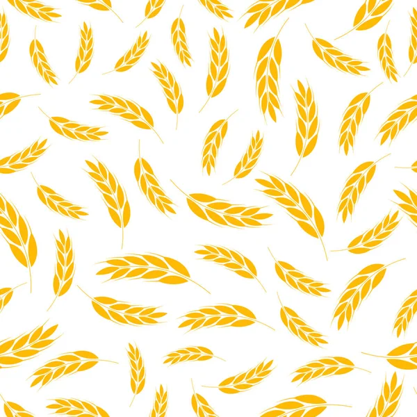 Ear Wheat Seamless Pattern Harvest Wheat Grain Template Organic Wheat — Stock Vector