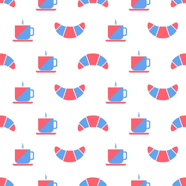 France Seamless Pattern Cute Pattern Croissant Cup Coffee Symbol France — Stockový vektor