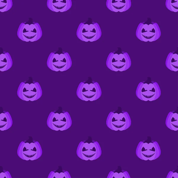 Halloween Pumpkins Seamless Pattern Halloween Pumpkin Lanterns Purple Background Halloween — Stock Vector