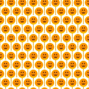 Halloween candy seamless pattern. Halloween party background with lollipops. Trick or treat candies. Happy Halloween. Cute design for wrapping paper, wallpaper, packing, fabric. Vector illustration