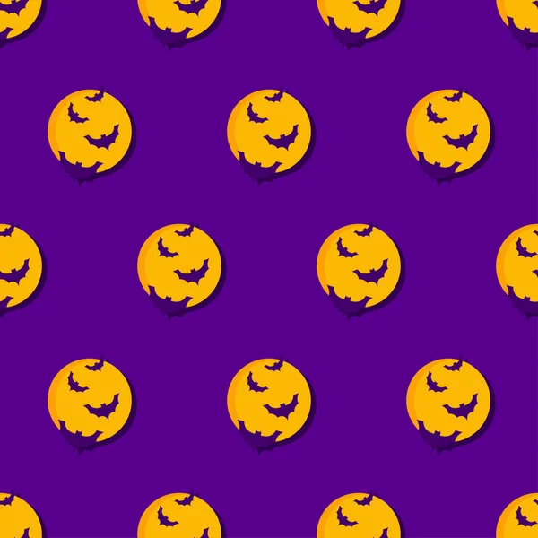 Halloween Zökkenőmentes Minta Denevérekkel Holddal Sziluett Halloween Denevérek Teliholdkor Halloween — Stock Vector