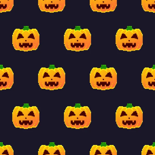 Pixel Art Lanternes Citrouille Halloween Modèle Sans Couture Avec Citrouille — Image vectorielle