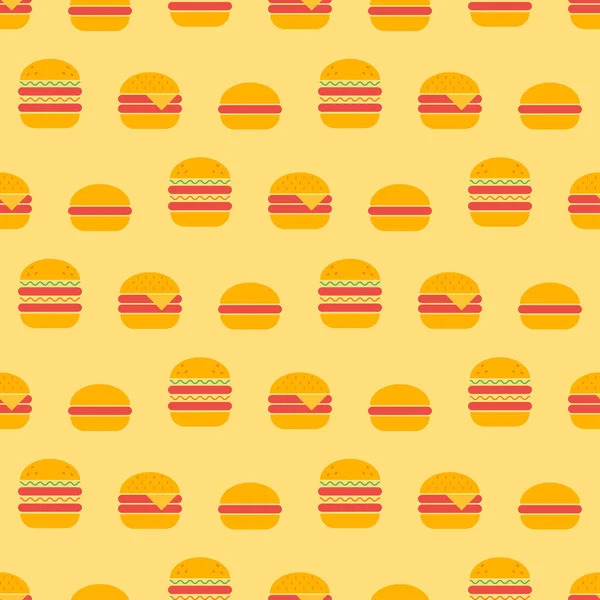 Bezproblémový Vzorec Burgeru Burger Různých Typů Retro Barevné Paletě Koncept — Stockový vektor