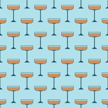 Kokteyl pürüzsüz desen. Sanat deco tarzında ikon martini bardağı. Kokteyl partisi geçmişi. Kumaş, ambalaj kağıdı, duvar kağıdı, ambalaj için tasarım. Vektör illüstrasyonu