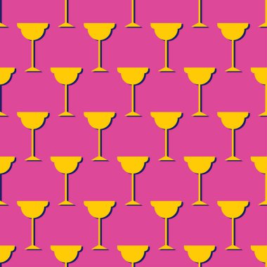 Kokteyl dikişsiz desen, retro tarzında. Gölgeli ikon martini bardağı. Kokteyl partisi geçmişi. Kumaş, ambalaj kağıdı, duvar kâğıdı, ambalaj için geçmişe dönük tasarım. Vektör illüstrasyonu
