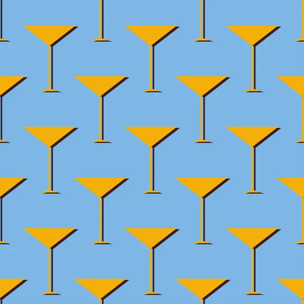 Cocktailnahtloses Muster Retro Stil Icon Martin Glas Mit Schatten Cocktailparty — Stockvektor
