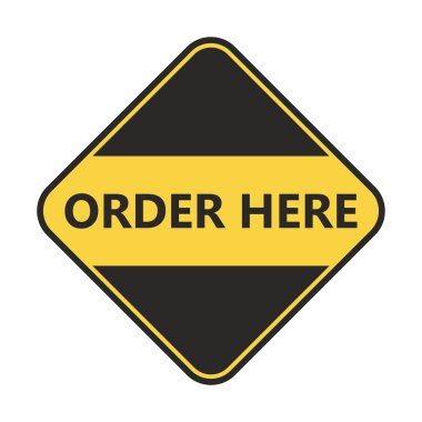 Buraya pankart sipariş et. Çıkartma beyaz arkaplanda izole edildi. Buraya sipariş ver. Mağazalar, broşürler, sosyal medya, online alışveriş, yemek teslimatı, müşteri hizmetleri. Vektör illüstrasyonu