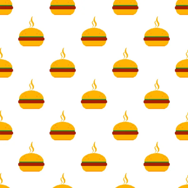 Wzór Bez Szwu Hamburgera Bitowy Burger Pixel Art Fast Food — Wektor stockowy
