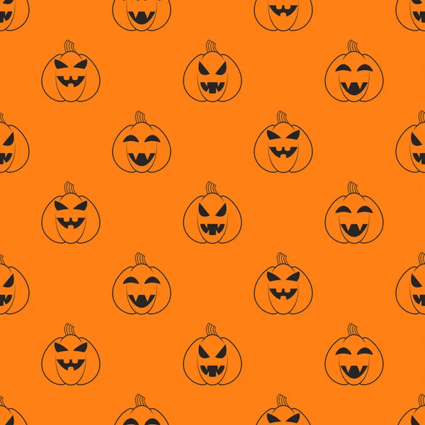 Halloween pumpkins seamless pattern. Halloween party background with pumpkins. Halloween background with pumpkin lanterns. Design for print wrapping paper, wallpaper, fabric. Vector illustration