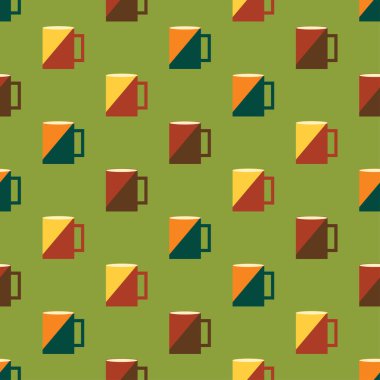 Kahve pürüzsüz desen. Geçmişe dönük kahve fonu. Arka planda mutfak retro tarzı. Paket kağıdına, duvar kağıdına, ambalaja, menüye basmak için klasik tasarım. Vektör illüstrasyonu