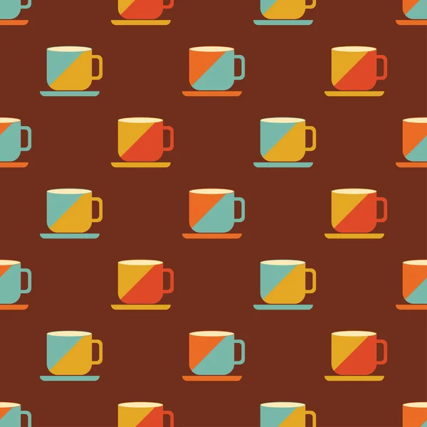 Šálek Kávy Bezproblémový Vzor Káva Pozadí Retro Barvě Pozadí Pro — Stockový vektor