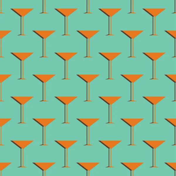 Cocktail Nahtlose Muster Party Hintergrund Retro Farbe Mit Martini Glas — Stockvektor