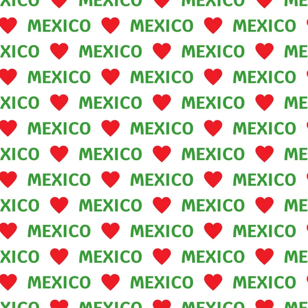 México Adora Padrões Sem Costura Texto Cor Bandeira Mexicana México — Vetor de Stock