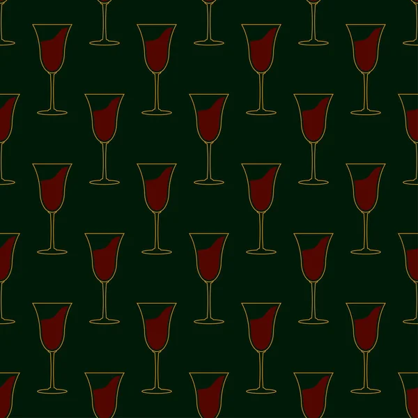 Nahtloses Muster Mit Einem Glas Wein Alkohol Art Déco Stil — Stockvektor