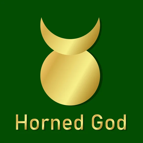 Icono Dios Con Cuernos Signo Tauro Con Cuernos Color Oro — Vector de stock