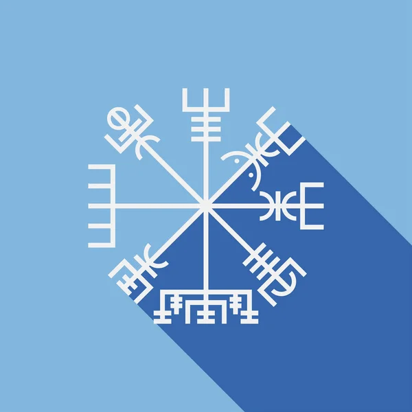 Vegvisirova Ikona Runový Kompas Izolovaný Modrém Pozadí Bílá Ikona Vegvisir — Stockový vektor