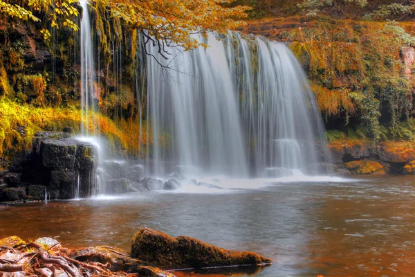 Forest waterfall, Wales, UK — Stock Photo, Image