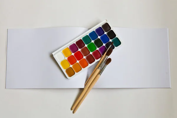 Paints and brush — Stock Photo, Image