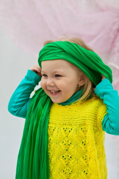 Girl with scarf on head — Stock Photo, Image