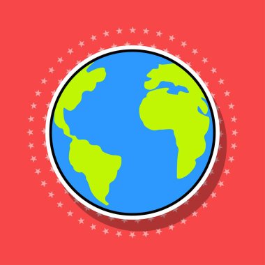 Gölgeli gezegen etiketi, vektör illüstrasyonu.