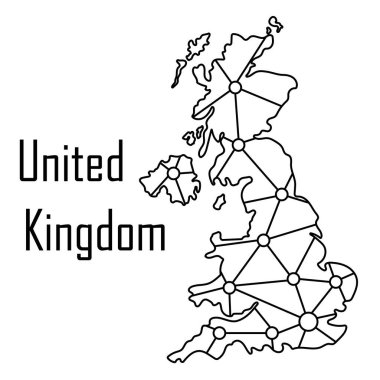 Birleşik Krallık harita simgesi, vektör illüstrasyonu.
