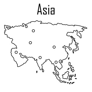 Asya harita simgesi, vektör illüstrasyonu.