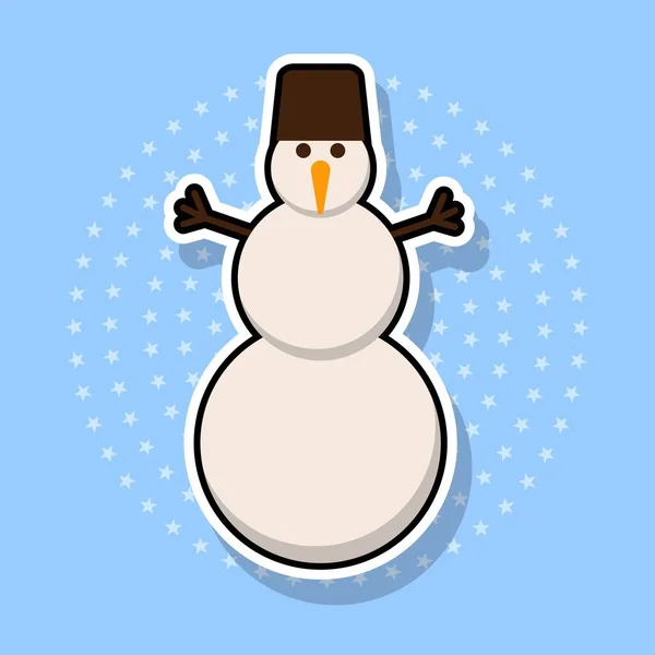 Pegatina Muñeco Nieve Objeto Aislado Ilustración Vectorial — Archivo Imágenes Vectoriales