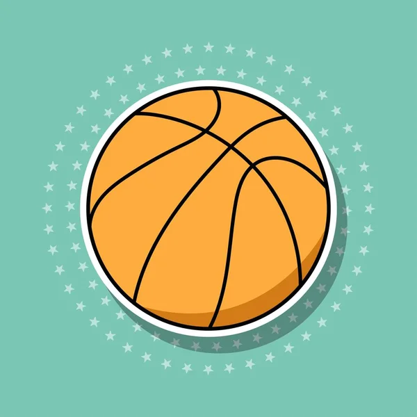 Pegatina Baloncesto Objeto Aislado Ilustración Vectorial — Vector de stock