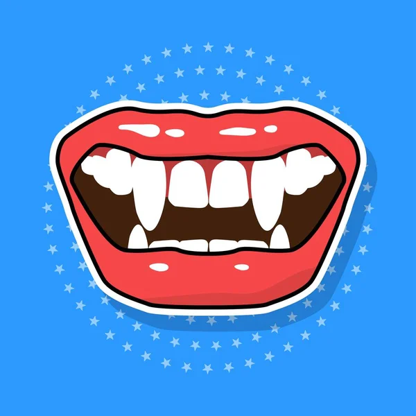 Vampir Dişleri Yapışkan Gölgeli Vektör Illüstrasyonlu — Stok Vektör