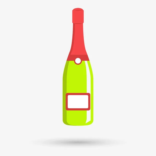 Champagne Fles Icoon Met Schaduw Vectorillustratie — Stockvector