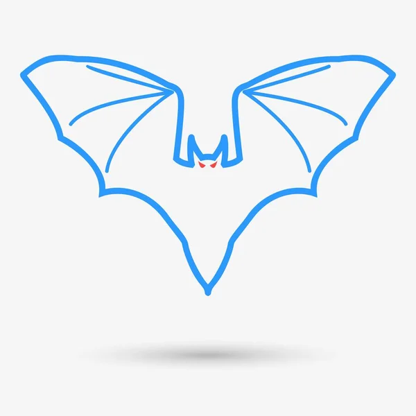 Icona Pipistrello Con Ombra Illustrazione Vettoriale — Vettoriale Stock