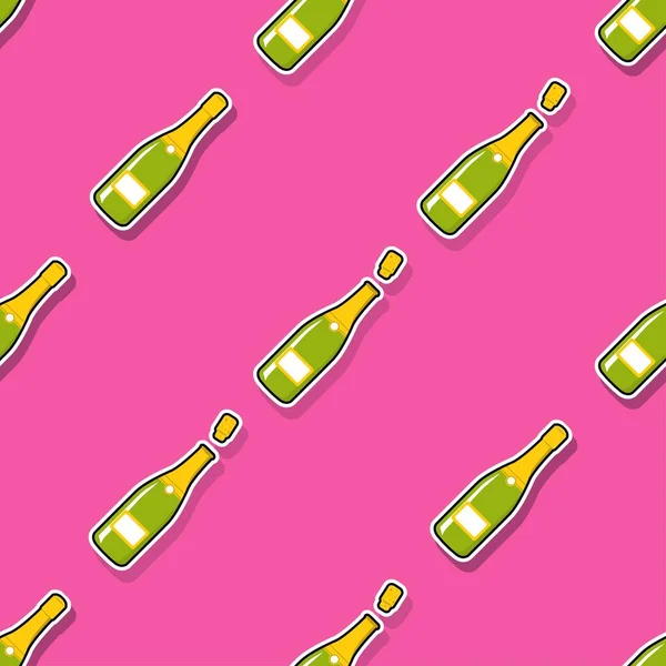 Şampanya Şişesi Pürüzsüz Desen Vektör Illüstrasyonu — Stok Vektör
