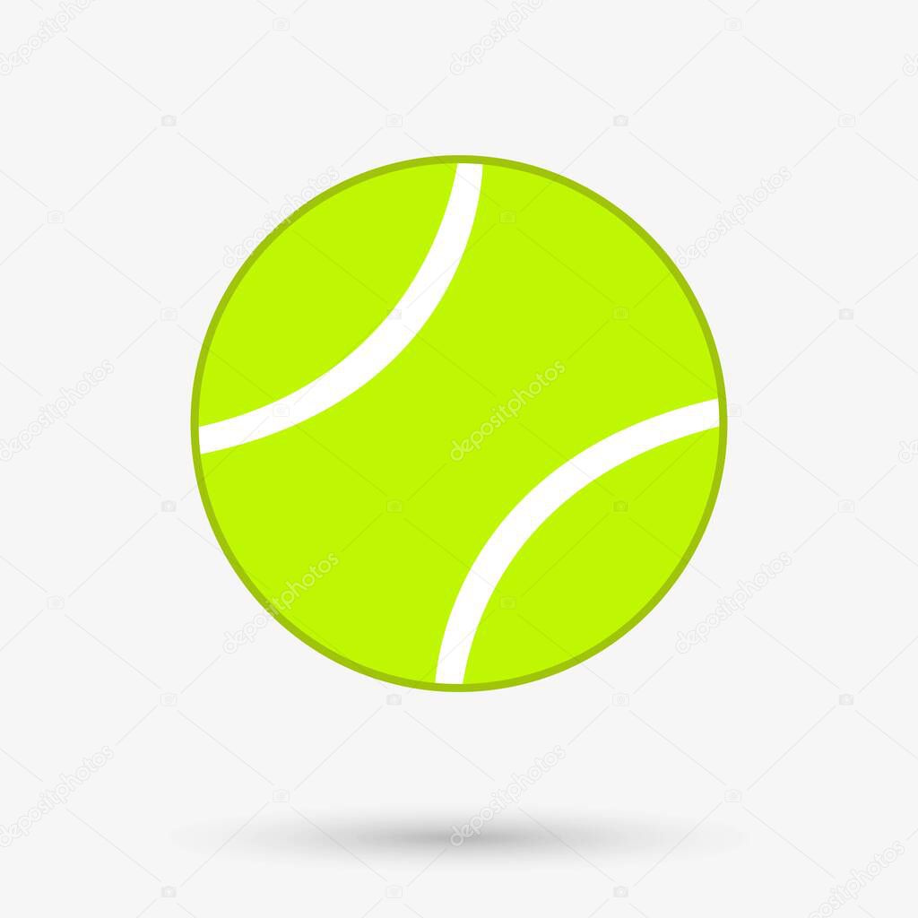 Tennis ball icon with shadow. Vector illustration.