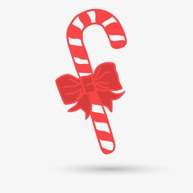 Noel bastonu çıkartması, izole bir nesne. Vektör illüstrasyonu.