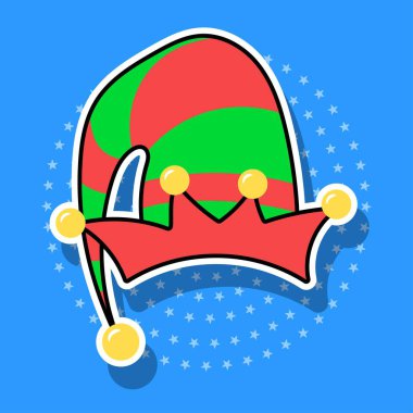 Elf şapkası etiketi izole nesne, vektör illüstrasyonu.