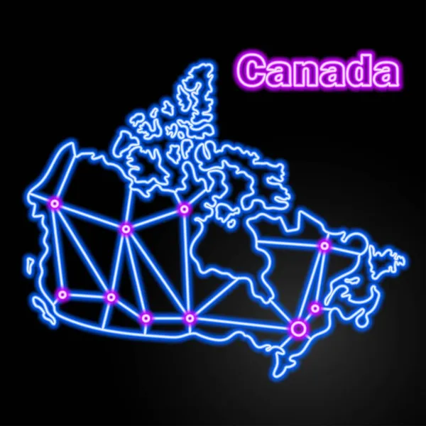 Mapa Neon Canada Ilustração Vetorial Isolada — Vetor de Stock