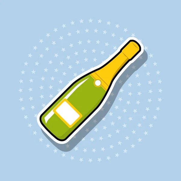 Adesivo Bottiglia Champagne Oggetto Isolato Illustrazione Vettoriale — Vettoriale Stock
