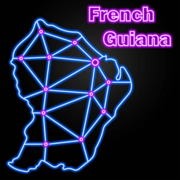 Fransız Guyanası Neon Haritası Izole Vektör Illüstrasyonu — Stok Vektör