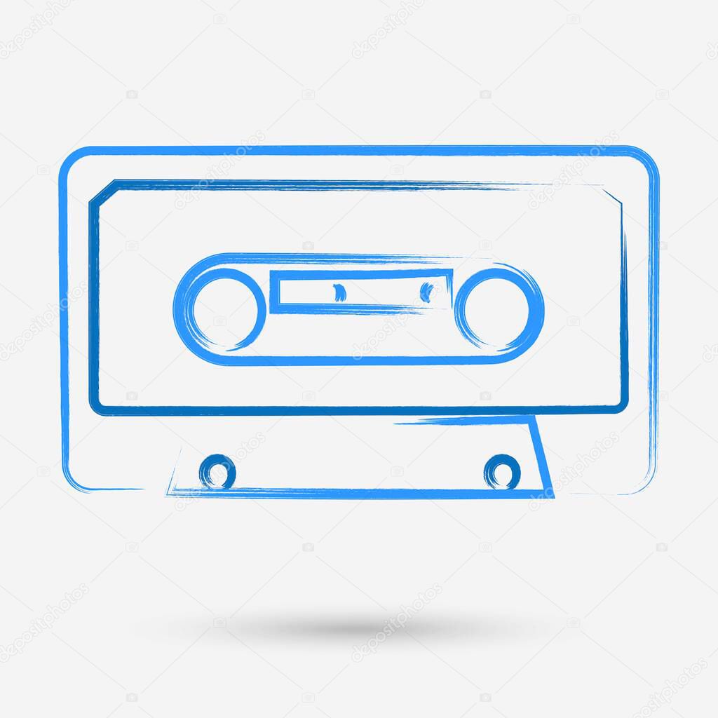 Audio cassette brush strokes, vector illustration.