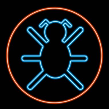 Böcek neon ışığı, modern parlayan pankart tasarımı, renkli modern tasarım eğilimi siyah arka planda. Vektör illüstrasyonu.