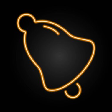 Çan neon ışığı, modern parlayan pankart tasarımı, siyah arkaplanda renkli modern tasarım trendi. Vektör illüstrasyonu.