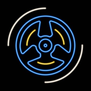 Bobbin neon levhası, modern parlayan pankart tasarımı, renkli modern tasarım eğilimi siyah arka planda. Vektör illüstrasyonu.